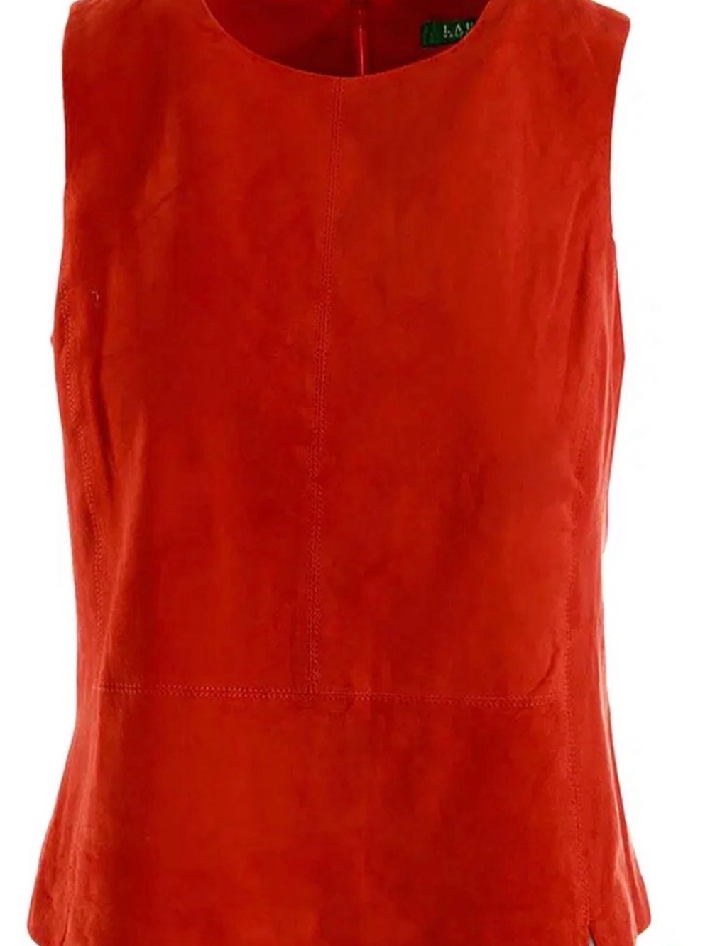 Lauren Ralph Lauren vibrant Orange-Suede & Leather Sleeveless Tank Top